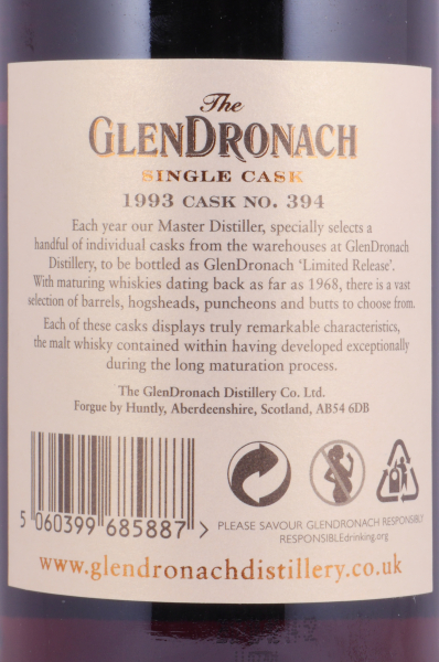 Glendronach 1993 24 Years Sherry Butt Cask No. 394 Highland Single Malt Scotch Whisky 51,7%