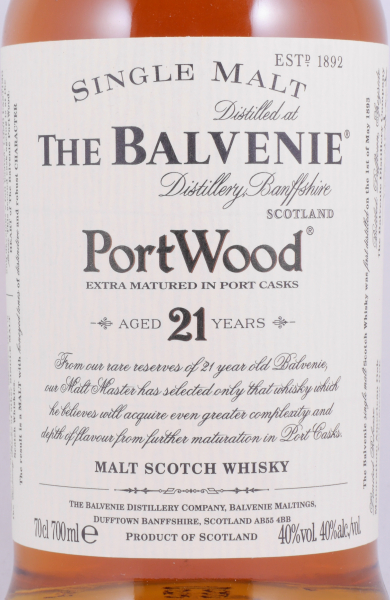 Balvenie 21 Years Port Wood Release 2004 Highland Single Malt Scotch Whisky 40.0%