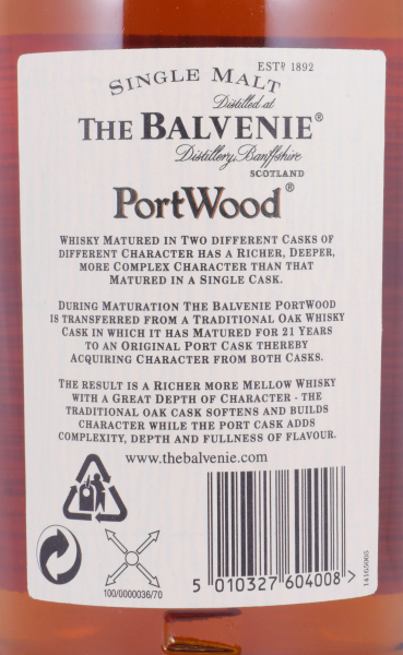 Balvenie 21 Years Port Wood Release 2004 Highland Single Malt Scotch Whisky 40.0%