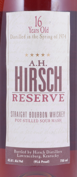 A.H. Hirsch Reserve 1974 16 Years Gold Wax Straight Bourbon Whiskey 45,8%