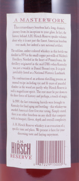 A.H. Hirsch Reserve 1974 16 Years Gold Wax Straight Bourbon Whiskey 45,8%
