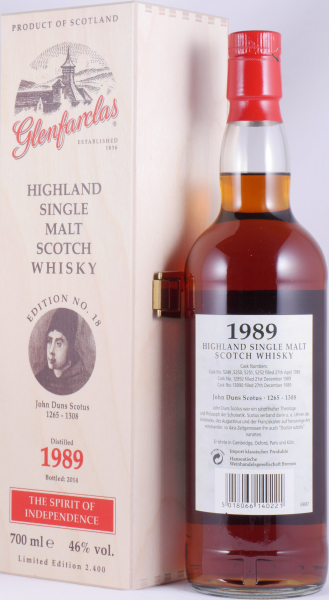 Glenfarclas 1989 24 Years Oloroso Sherry Casks Nos. 5249-52, 12992, 13090 Edition No. 18 John Duns Scotus Highland Single Malt Scotch Whisky 46,0%