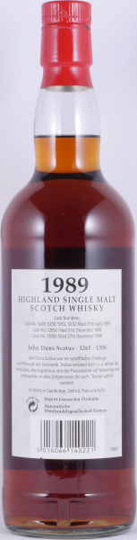 Glenfarclas 1989 24 Years Oloroso Sherry Casks Nos. 5249-52, 12992, 13090 Edition No. 18 John Duns Scotus Highland Single Malt Scotch Whisky 46,0%