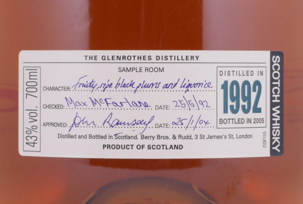 Glenrothes 1992 12 Years Vintage Limited Edition Bottled in 2005 Speyside Single Malt Scotch Whisky 43,0%