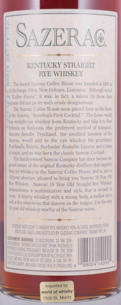 Sazerac 1984 18 Years Buffalo Trace Antique Collection 2002 Kentucky Straight Rye Whiskey 45.0%