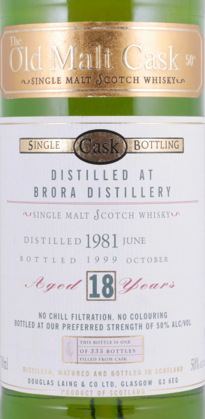 Brora 1981 18 Years Oak Cask Douglas Laing Old Malt Cask Single Cask Bottling Highland Single Malt Scotch Whisky 50.0%
