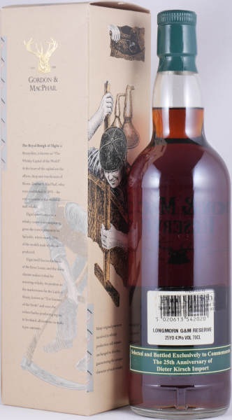Longmorn 25 Years Sherry Cask No. 3233 Gordon und MacPhail Reserve Speyside Single Malt Scotch Whisky 43,0%