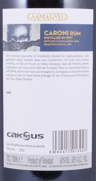 Caroni 1997 25 Years Selected Cask No. 899 Samaroli for Caksus Limited Edition Heavy Trinidad Rum 60.0%