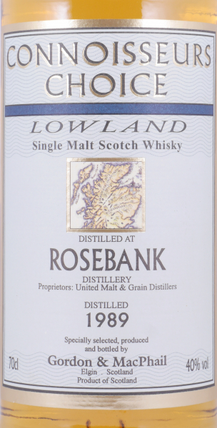 Rosebank 1989 12 Years Connoisseurs Choice Gordon and MacPhail Highland Single Malt Scotch Whisky 40.0%