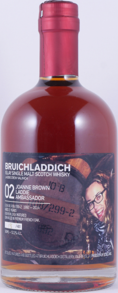 Bruichladdich 1992 21 Years Bourbon/French Oak Cask No. R08/299-2 Laddie Crew Valinch 02 Joanne Brown Islay Single Malt Scotch Whisky 52.2%