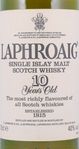 Laphroaig 10 Years Bourbon Casks Vintage 1980s Islay Single Malt Scotch Whisky 40.0%