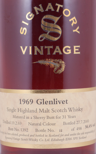 Glenlivet 1969 31 Years Sherry Butt Cask No. 1392 Signatory Rare Reserve Collection Speyside Single Malt Scotch Whisky 56,4%