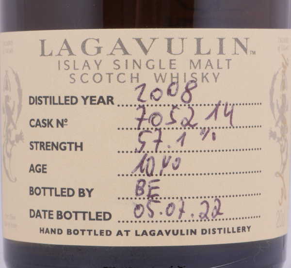 Lagavulin 2008 10 Years Rejuvenated Oak Cask No. 705214 Distillery Only Special Tasting Release Islay Single Malt Scotch Whisky 57,1%