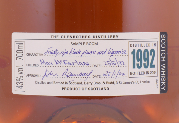 Glenrothes 1992 12 Years Vintage Limited Edition Bottled in 2004 Speyside Single Malt Scotch Whisky 43,0%