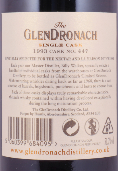 Glendronach 1993 23 Years Sherry Butt Cask No. 447 Highland Single Malt Scotch Whisky 51,7%