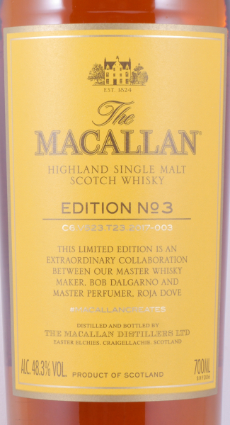 Macallan Edition No.3 Roja Dove Limited Release 2017 Highland Single Malt Scotch Whisky 48.3%