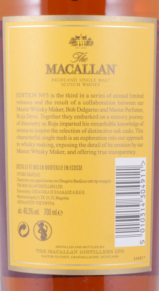 Macallan Edition No.3 Roja Dove Limited Release 2017 Highland Single Malt Scotch Whisky 48.3%