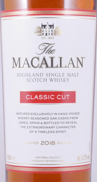 Macallan Classic Cut 2018 Sherry Oak Casks Highland Single Malt Scotch Whisky Cask Strength 51.2%