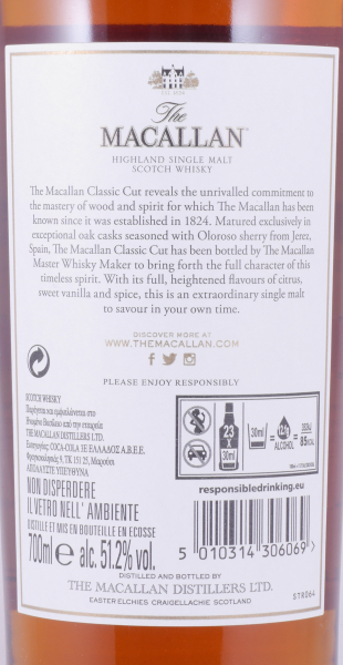 Macallan Classic Cut 2018 Sherry Oak Casks Highland Single Malt Scotch Whisky Cask Strength 51.2%