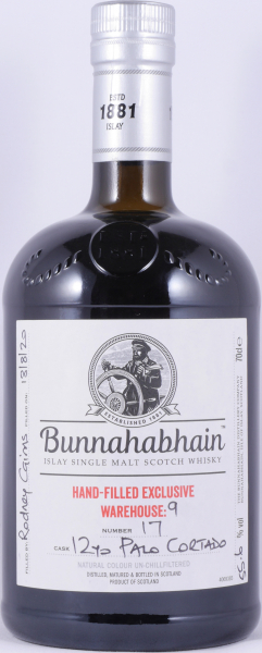 Bunnahabhain 2008 12 Years Palo Cortado Cask No. 17 Warehouse 9 Hand-Filled Exclusive Islay Single Malt Scotch Whisky 55.6%