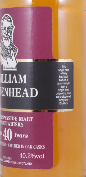 William Cadenhead (Glenfarclas) 40 Years Bourbon Cask Speyside Single Malt Scotch Whisky Cask Strength 40,2%