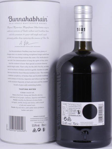 Bunnahabhain 2001 19 Years Marsala Cask Finish Feis Ile 2021 Limited Edition Islay Single Malt Scotch Whisky 53.6%