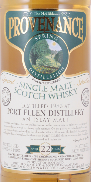 Port Ellen 1983 22 Years Sherry Butt Cask No. DMG 2102 Douglas McGibbons Provenance Islay Single Malt Scotch Whisky 46,0%