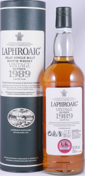 Laphroaig 1989 17 Years Oak Casks Feis Ile 2007 Limited Edition Islay Single Malt Scotch Whisky Cask Strength 50.3%