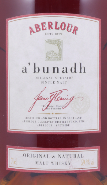 Aberlour A bunadh 1998 Oloroso Sherry Butts Speyside Single Malt Scotch Whisky Cask Strength 59.6%