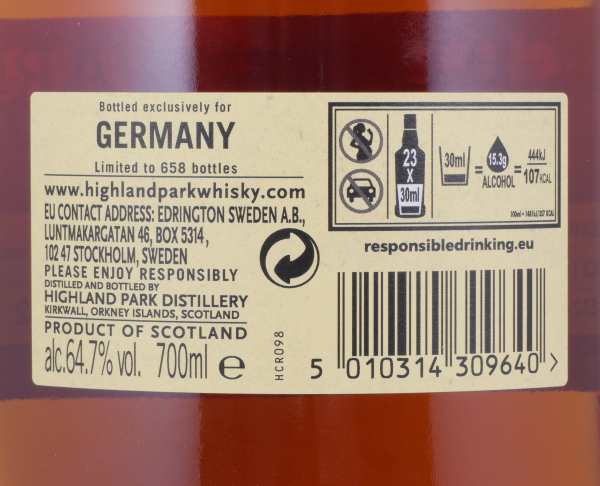 Highland Park 2006 12 Years Refill Butt Cask No. 6824 Orkney Islands Single Malt Scotch Whisky Cask Strength 64,7%
