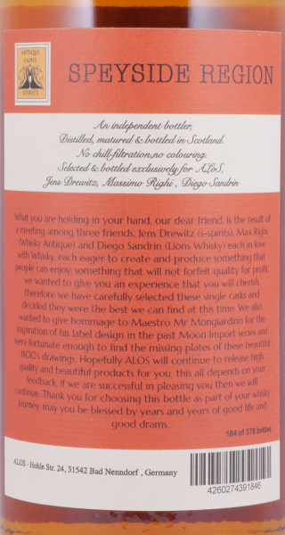 Speyside 1975 42 Years Fino Sherry Cask Antique Lions of Spirits Savannah Series Single Malt Scotch Whisky Cask Strength 49.2%