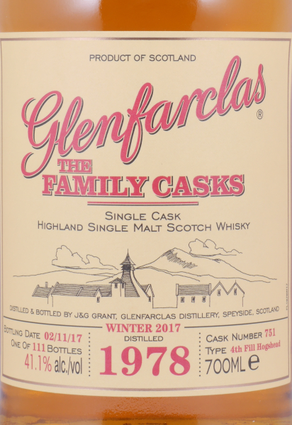 Glenfarclas 1978 39 Years The Family Casks Winter 2017 4th Fill Hogshead Cask No. 751 Highland Single Malt Scotch Whisky 41.1%