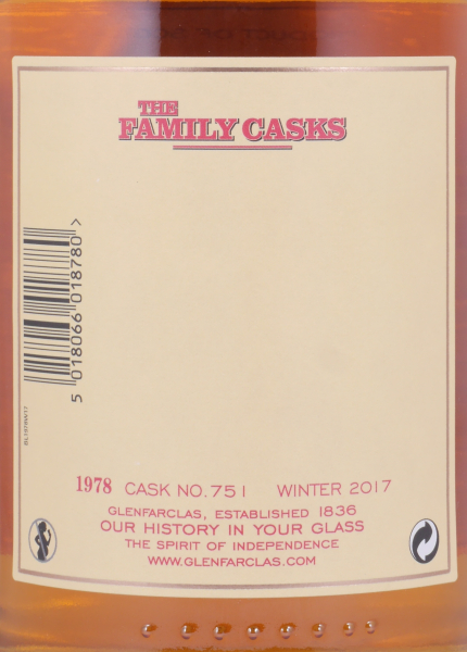 Glenfarclas 1978 39 Years The Family Casks Winter 2017 4th Fill Hogshead Cask No. 751 Highland Single Malt Scotch Whisky 41.1%