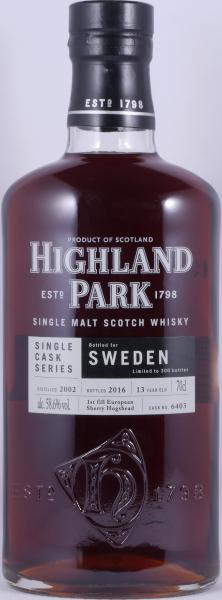 Highland Park 2002 13 Years 1st Fill European Sherry Hogshead Cask No. 6403 Orkney Islands Single Malt Scotch Whisky 58.6%