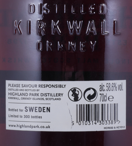 Highland Park 2002 13 Years 1st Fill European Sherry Hogshead Cask No. 6403 Orkney Islands Single Malt Scotch Whisky 58.6%