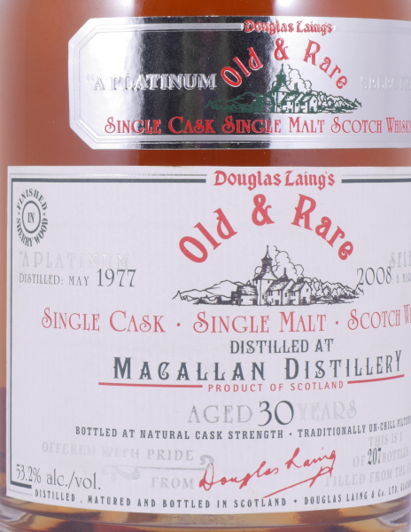 Macallan 1977 30 Years Sherry Wood Finish Douglas Laing Old and Rare Platinum Selection Highland Single Malt Scotch Whisky 53.2%