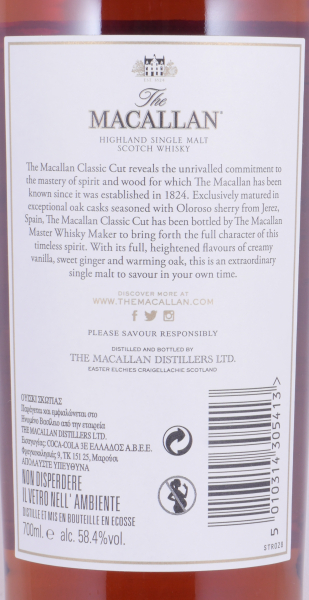 Macallan Classic Cut 2017 Sherry Oak Casks Highland Single Malt Scotch Whisky Cask Strength 58.4%