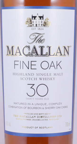 Macallan 30 Years Fine Oak Bourbon und Sherry Oak Casks Highland Single Malt Scotch Whisky 43,0%