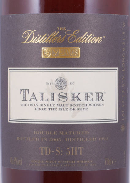 Talisker 1992 13 Years Distillers Edition 2005 Special Release TD-S:5HT Isle of Skye Single Malt Scotch Whisky 45.8%