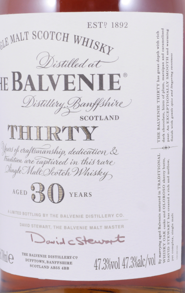 Balvenie Thirty 30 Years Edition 2013 Bourbon Casks and Oloroso Sherry Butts Highland Single Malt Scotch Whisky 47.3%