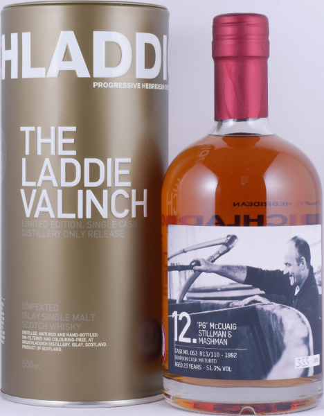 Bruichladdich 1992 23 Years Bourbon Cask No. 053 R13/110 Laddie Crew Valinch No. 12 PG McCuaig Islay Single Malt Scotch Whisky 51,3%