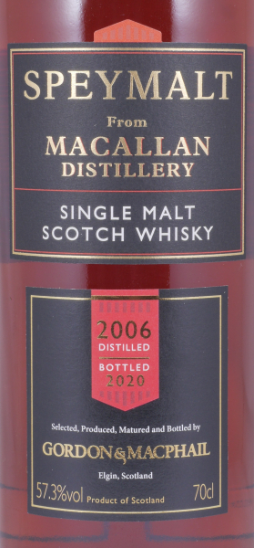 Macallan Speymalt 2006 14 Years First Fill Sherry Cask No. 9672 Gordon and MacPhail Highland Single Malt Scotch Whisky 57.3%