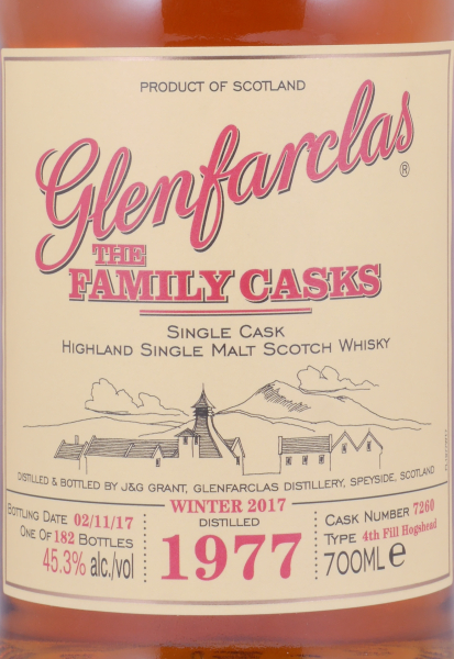 Glenfarclas 1977 39 Years Family Casks Winter 2017 4th Fill Hogshead No. 7260 Highland Single Malt Scotch Whisky 45,3%