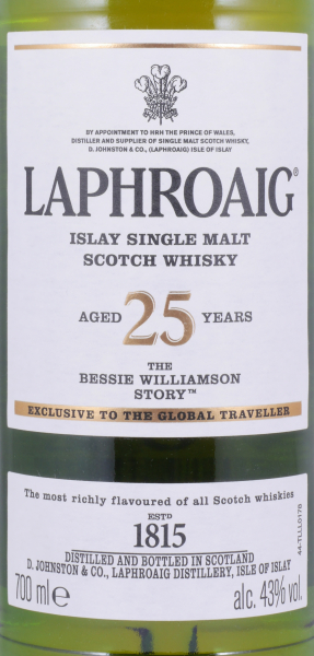 Laphroaig 25 Years The Bessie Williamson Story Limited 2019 Edition Islay Single Malt Scotch Whisky 43,0%