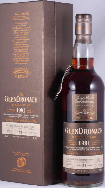 Glendronach 1991 21 Years Pedro Ximenez Sherry Puncheon No. 5405 Highland Single Malt Scotch Whisky 49.9%