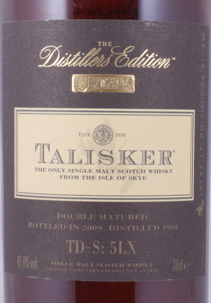 Talisker 1998 11 Years Distillers Edition 2009 Special Release TD-S:5LX Isle of Skye Single Malt Scotch Whisky 45.8%