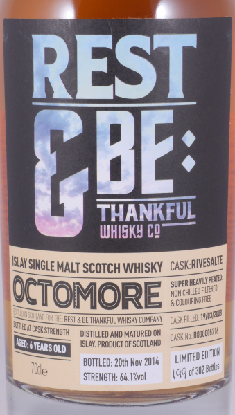 Octomore 2008 6 Years Rivesalte Cask No. B000005716 RBTW Islay Single Malt Scotch Whisky 64,1%
