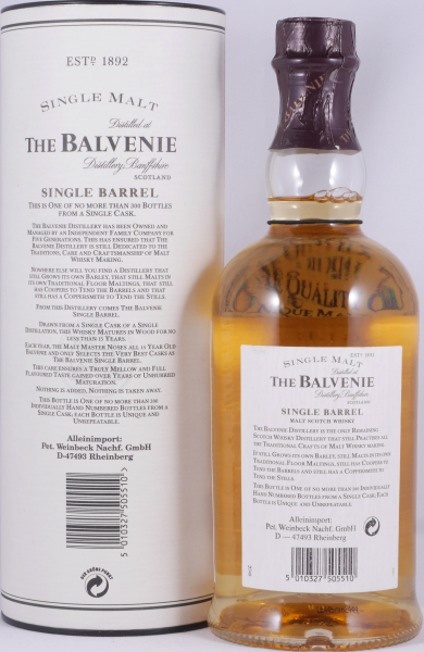 Balvenie 1979 15 Years Traditional Oak Cask No. 14667 Single Barrel Highland Single Malt Scotch Whisky 50.4%