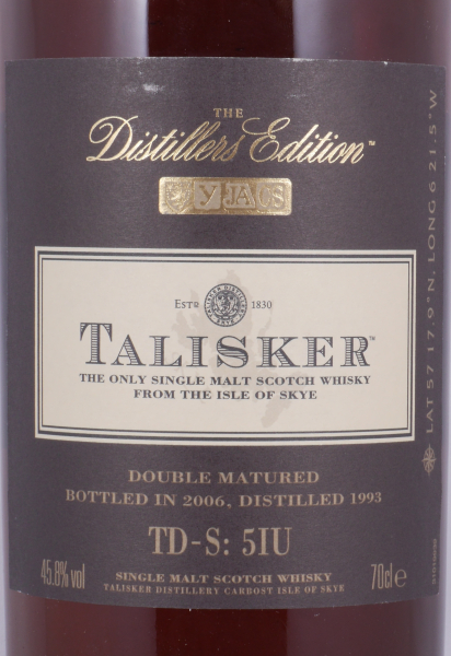Talisker 1993 13 Years Distillers Edition 2006 Special Release TD-S:5IU Isle of Skye Single Malt Scotch Whisky 45,8%