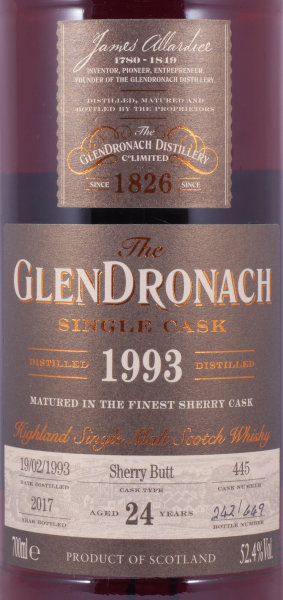 Glendronach 1993 24 Years Sherry Butt No. 445 Highland Single Malt Scotch Whisky 52,4%